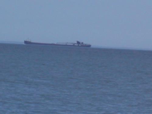 Full optical+digital zoom of freighter on Lake Superior.