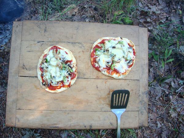 Baked pizzas from the modified oven.