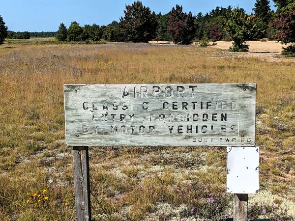 Sign for the Grand Marais airport.