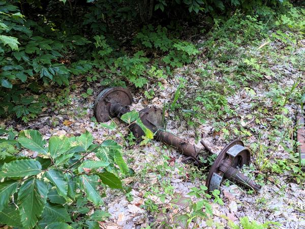 Railroad axle in the woods on the other side of McCloud Grade.