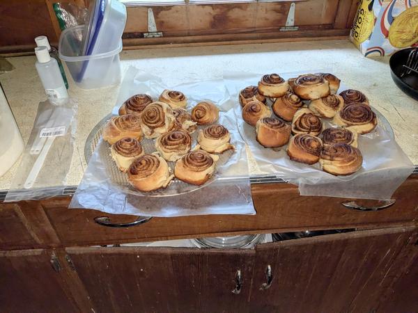 Cinnamon rolls baked at the Cabin.