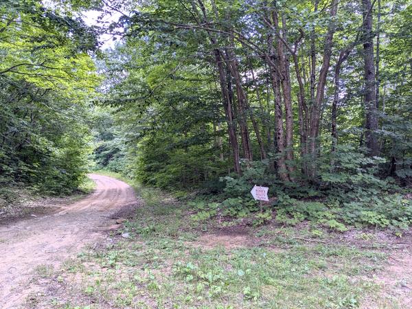 Realty sign pointing to camp for sale north of Sigan Camp Road.