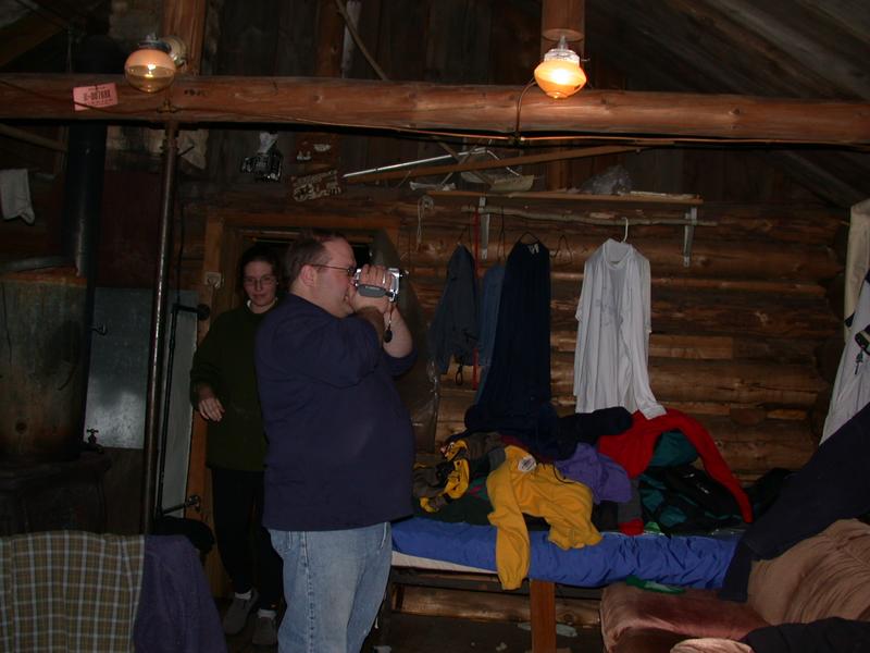Jon creating a video tour of the cabin.