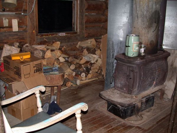 Woodpile near the stove (just about all the wood we had left).