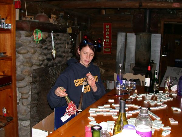 Vittoria preparing for New Year's Eve. (No, don't look at
		the time stamp in the image.  It was dark out, that counts!)