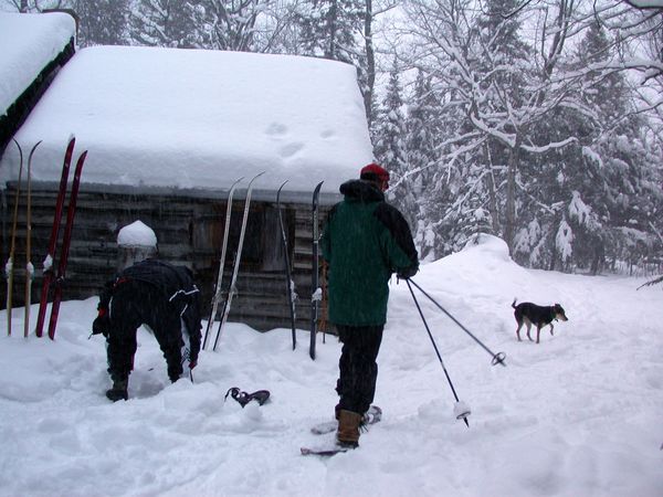 Jon, Bill, and Abby ready to go snowshoeing.