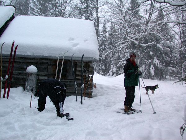 Jon, Bill, and Abby ready to go snowshoeing.