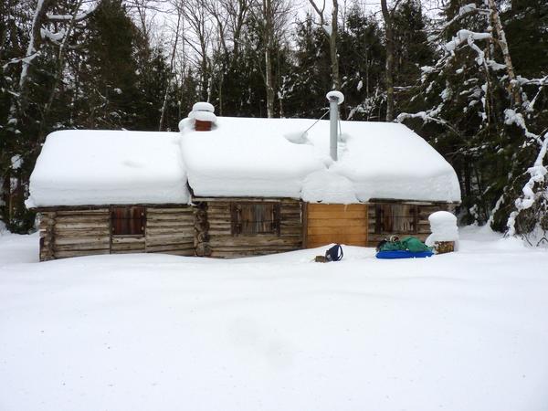Cabin on arrival with my gear sled in front.
