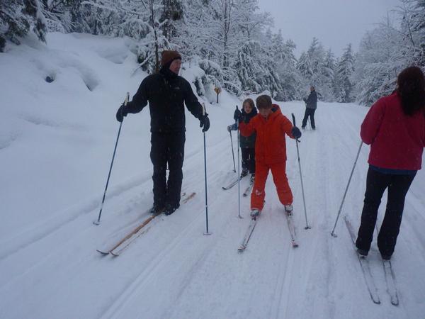 The group skiing on McCloud Grade.