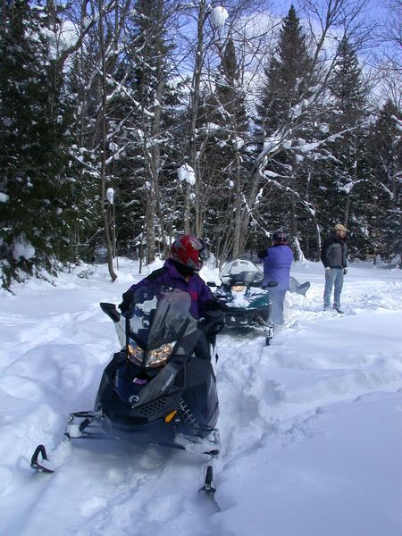 Amelia and Jon getting ready to snowmobile into town.