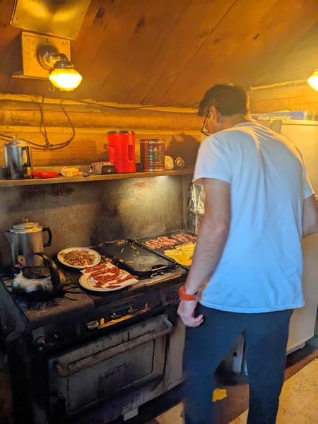 Mikey making breakfast (trying to be like Jon).