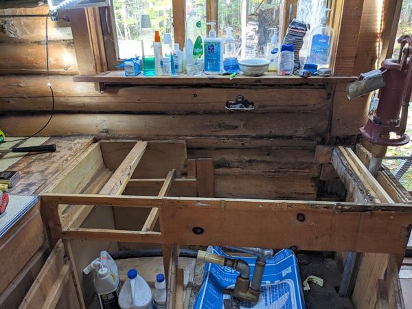 Work on replacing the countertop.