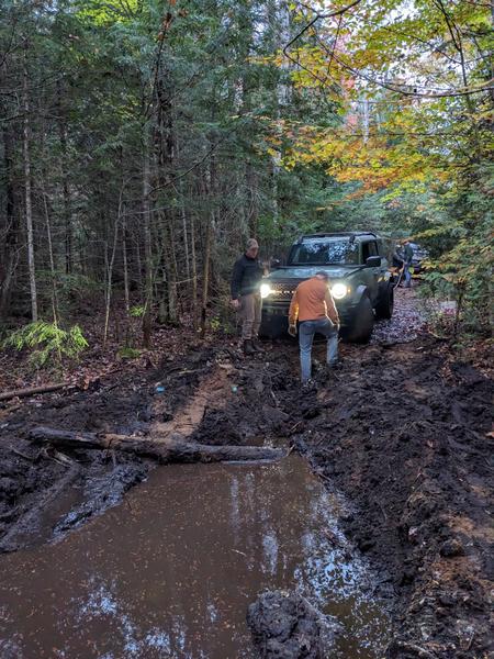 Andy and Bill with the Bronco finally out of the hole.