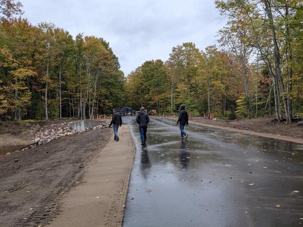 Bill, Andy, and Arthur at the new bridge over the Sucker River on H-58.