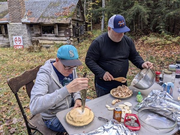 Ed and Jon putting together the apple pies.