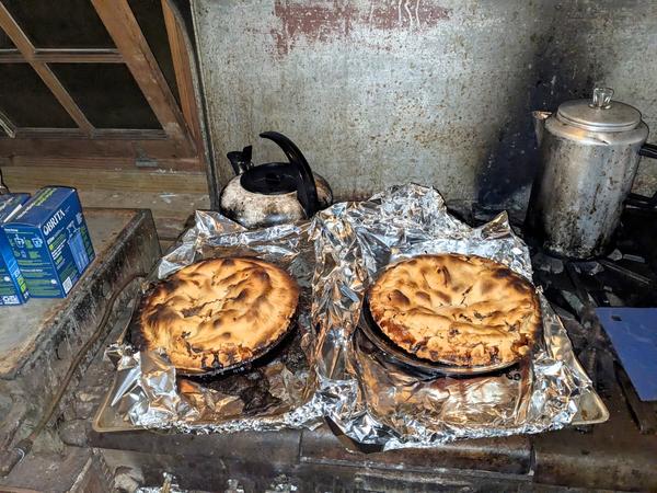 The finished apple pies.