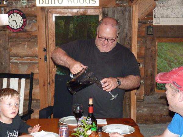 Jon pouring some "decanted" wine.