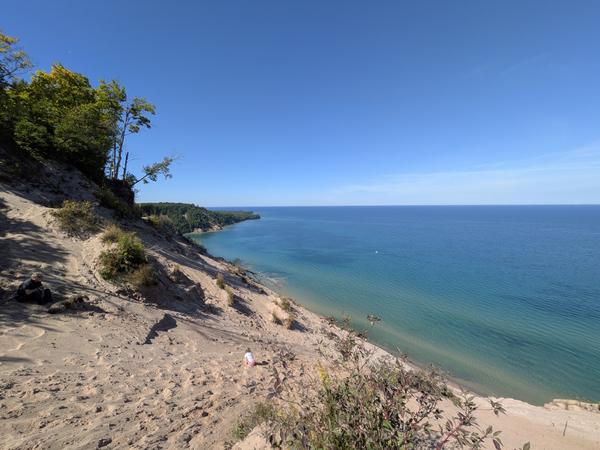 Looking down  the Log Slide in Pictured Rocks.