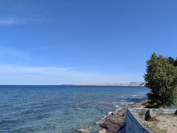 Looking back towards the Log Slide from Au Sable Light Station in Pictured Rocks.
