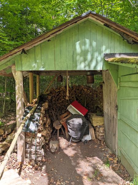 Cleaned out wood shed.