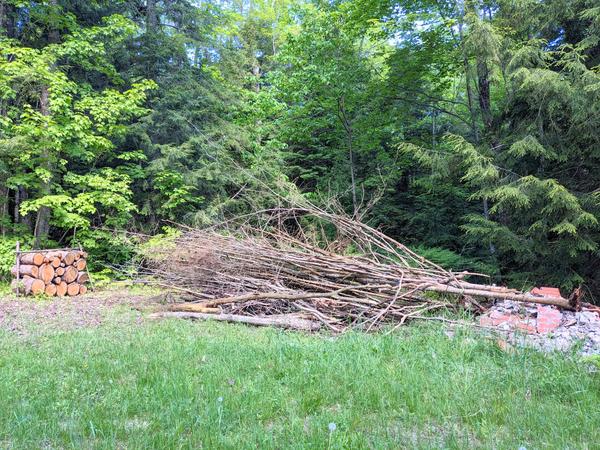 New brush pile at the end of the trip.