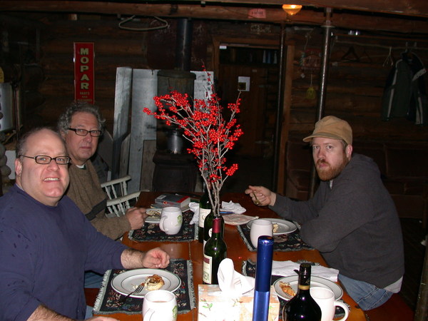 Jon, Carl Swanson, and Bill eating breakfast.