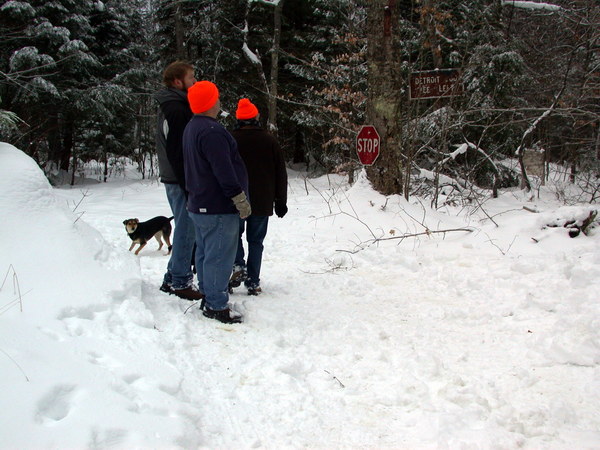 Jon, Bill, Carl, and Abby checking out the sights around outside the Cabin.