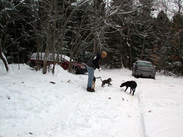 Bill with Abby, Finnegan, and Dog.