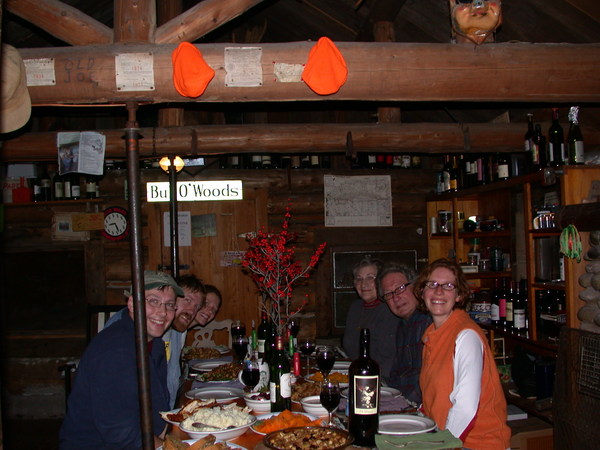 Me, Bill, Vittoria, Rose, Carl, and Amelia at the dinner table.