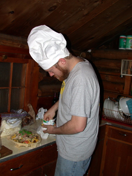 Bill stuffing his pot pie.