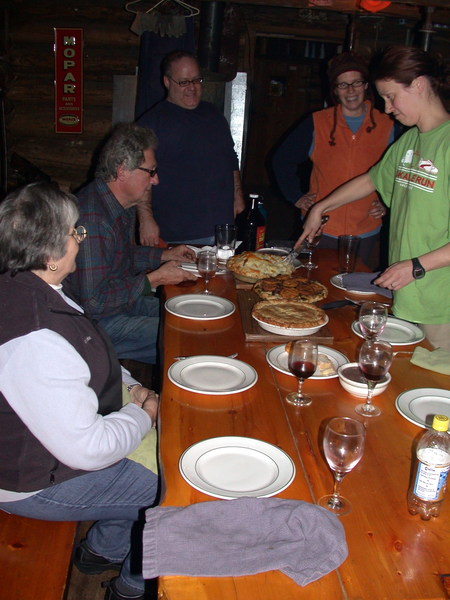 Rose, Carl, Jon, Amelia, and Vittoria with the three pot pies made for dinner.