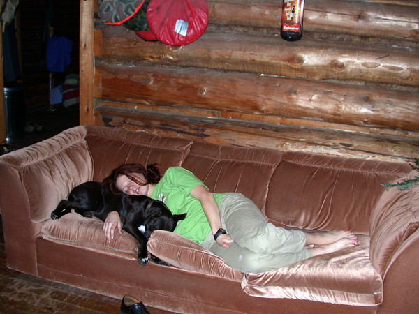 Vittoria sleeping with Dog after dinner.