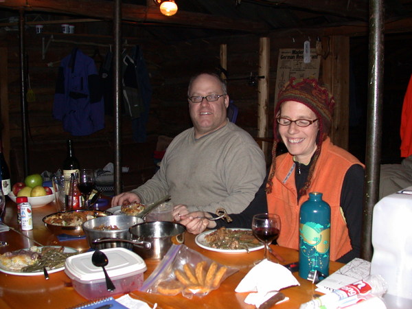 Jon and Amelia having dinner (more pot pie!)